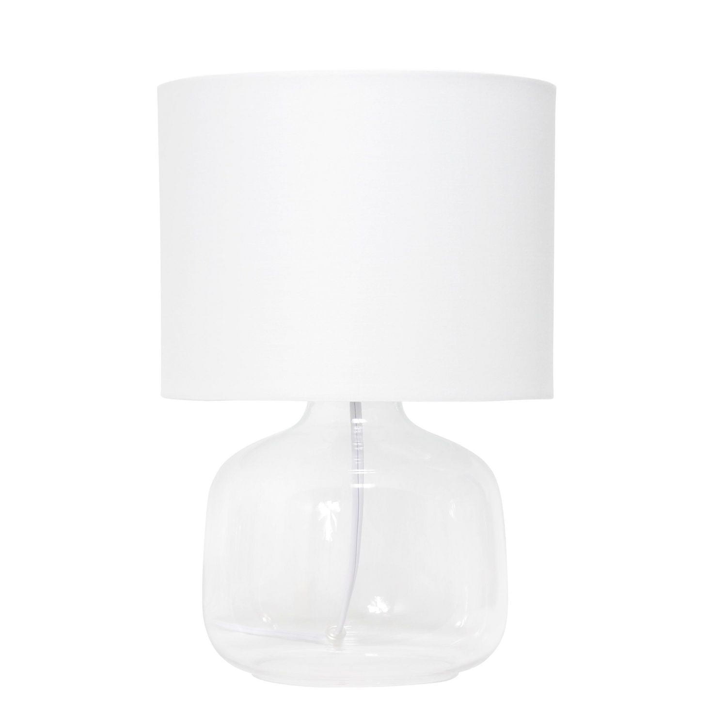 Simple Designs  Glass Table Lamp with Fabric Shade, Clear with Gray Shade