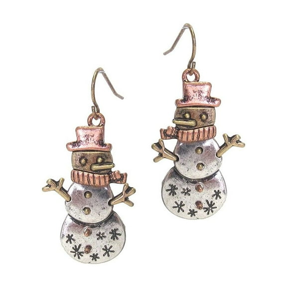 Snowman Mixed Metal Holiday Earrings