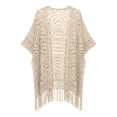 thumbnail image 4 of Open-Knit Tassel Cardigan for Women Summer Bohemian Lightweight Thin Cardigan Hollow Out Crochet– Beach Cover-Up with Tassel Fringe (Beige,One Size), 4 of 6