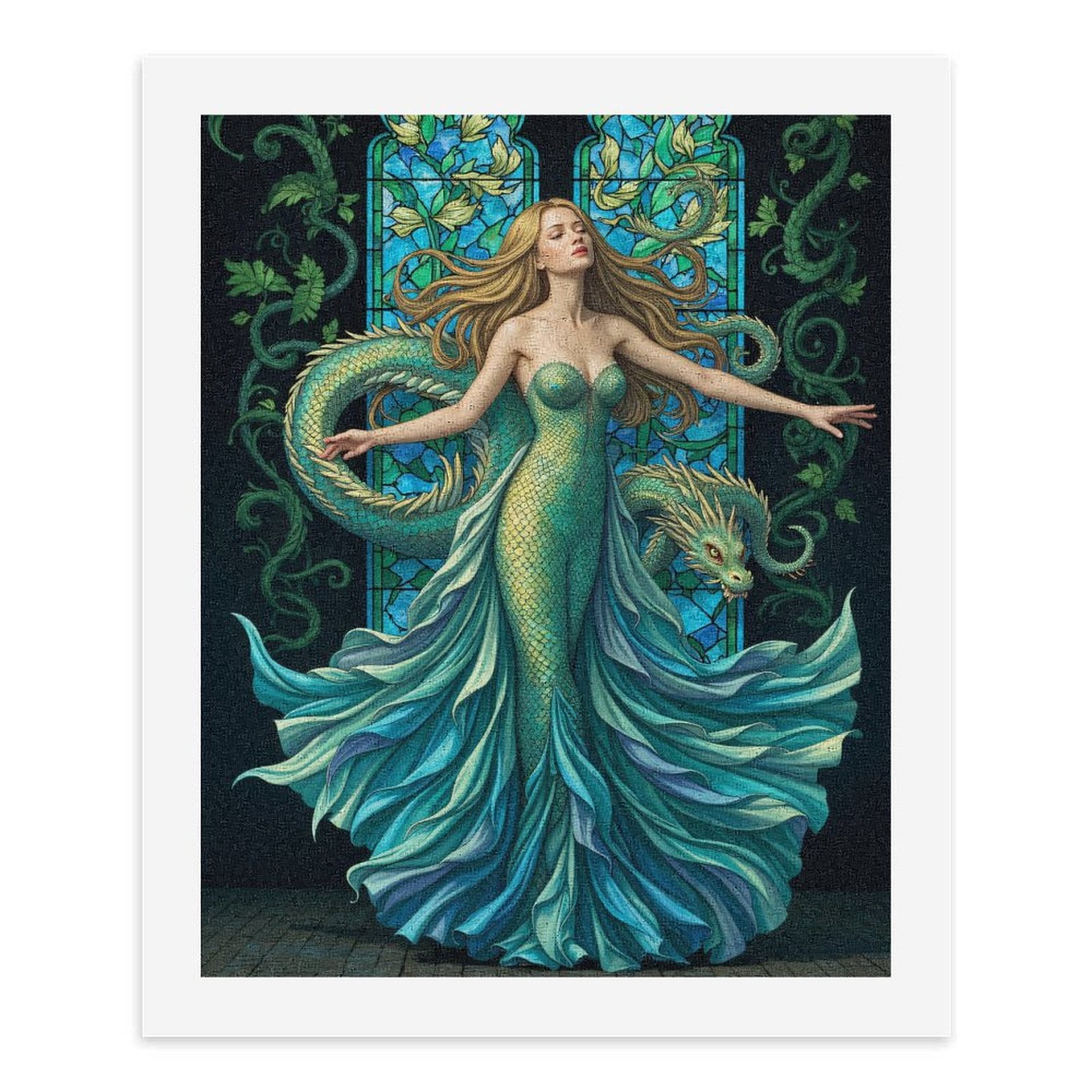 Paint By Numbers Kit for Adults Beginner - DIY Fantasy Woman Dragon Stained Glass Canvas Painting Kits for Adults, Frameless Paint By Number for Adults for Home Wall Decor 16x20 Inch