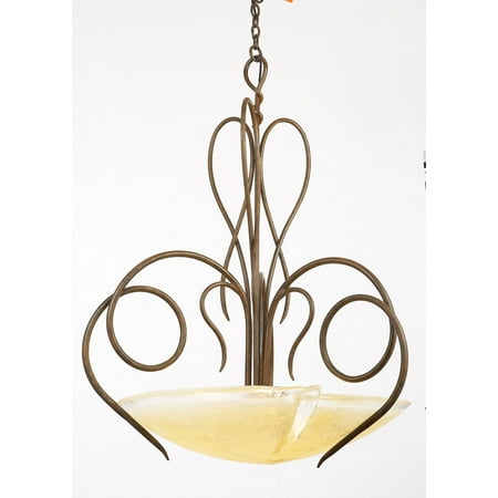 Weathered Iron Hand Finished Glass - Pendants 3 Light Bulb Fixture With Modern Gold Finish Hand Forged Iron and Glass E26 23