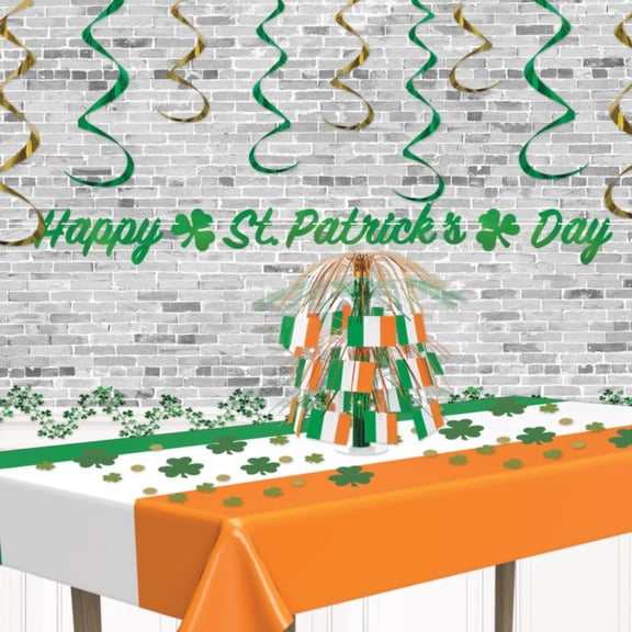 Beistle Irish Flag Printed Disposable Tablecloth – 108” – Multicolor – Pack of 12