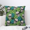 thumbnail image 4 of Pofeuu Skull and Palm Leaves Print Double-sided plush pillowcase Square Throw Pillow Covers Pillows Cover for Living Room Bedroom Sofa Couch Cushion Cover（No pillow core）-16"x16", 4 of 7