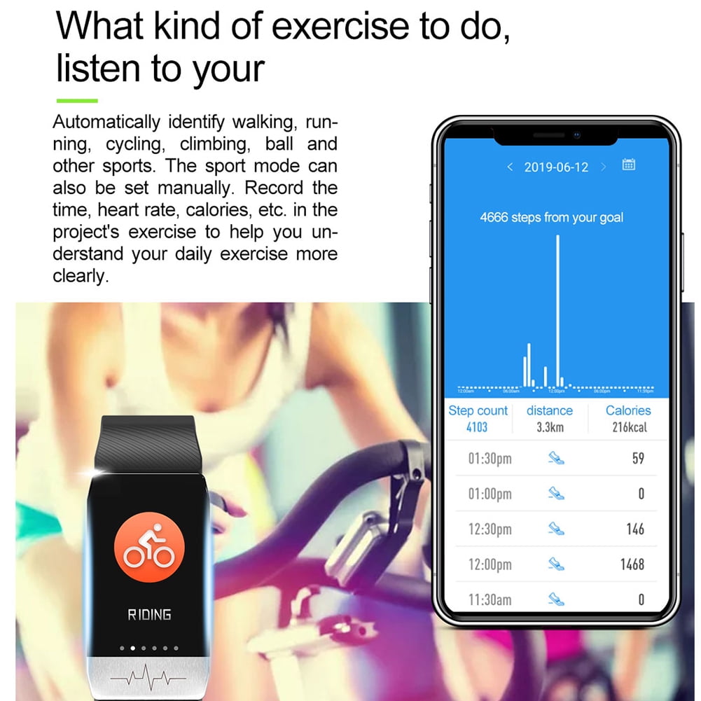 T1 1.14 inch Smart Bracelet Heart Rate Monitor Fitness Tracker Black T1 1.14 inch Smart Bracelet Heart Rate Monitor Fitness Tracker Black