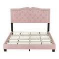 thumbnail image 5 of Pink Upholstered Bed Frame - Queen Size Modern Velvet Platform With Headboard And Rivets Rivet Decoration, 5 of 7