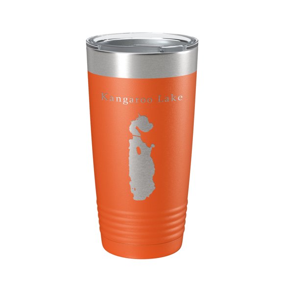 Kangaroo Lake Map Tumbler Travel Mug Insulated Laser Engraved Coffee Cup Wisconsin 20 oz Orange