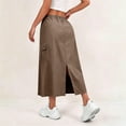 thumbnail image 6 of Cargo Skirts for Women Y2K Quick Dry Hiking Maxi Skirt Casual Drawstring High Waisted Parachute Skirts with Pockets Brown 2XL, 6 of 9