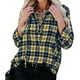 thumbnail image 2 of Blusa Cuello vuelto Tapeta Cordón delantero Casual Rejilla suelta Tops para mujer Amarillo XL, 2 of 6