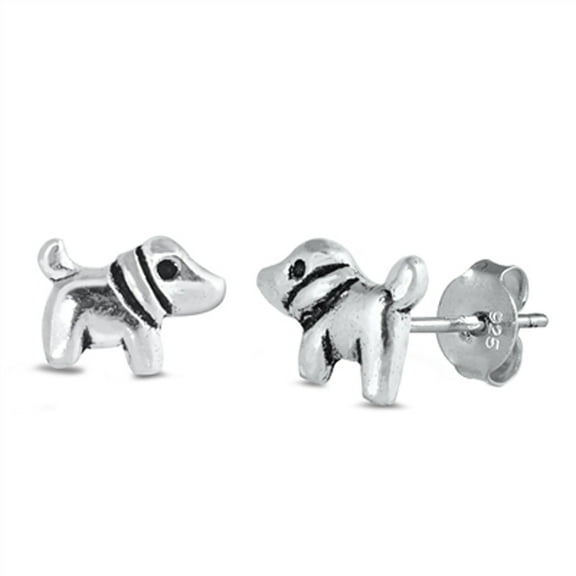 Sterling Silver High Polished Dog Animal Pet Stud Earrings 925 New Jewelry Female Unisex