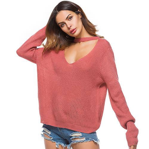 thin v neck sweater
