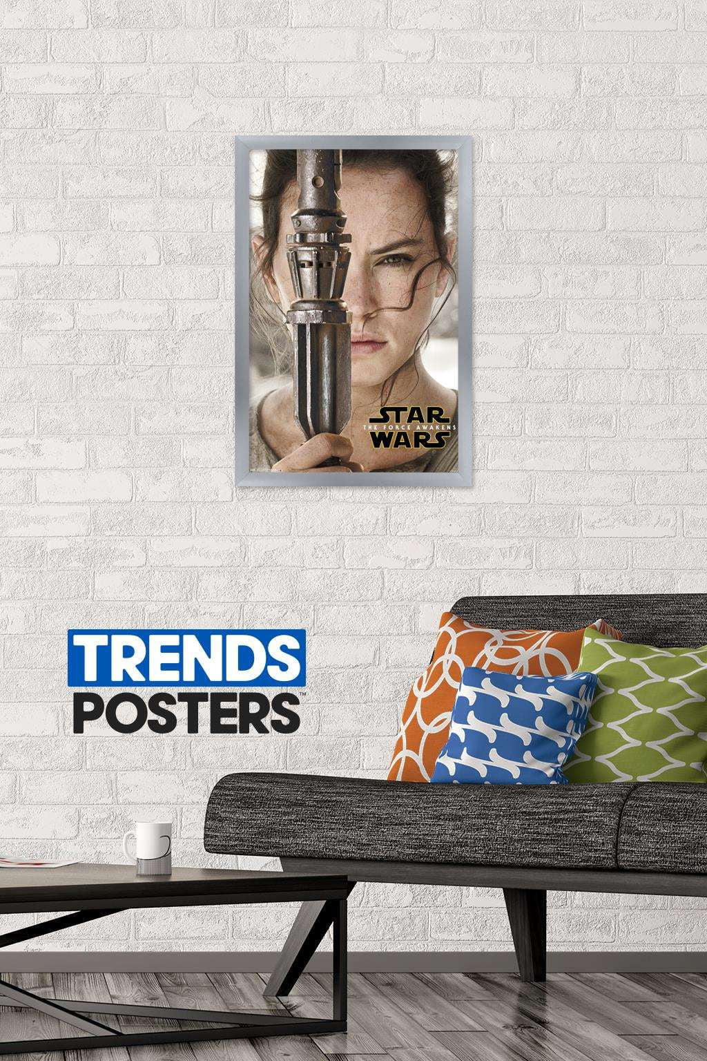 Star Wars: The Force Awakens - Rey Portrait Wall Poster, 14.725" x 22.375", Framed