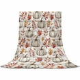 thumbnail image 2 of Fall White Pumpkins Red Maple Leaf Wood Grain Thanksgiving Throw Flannel Blanket 40x50In Super Soft Cozy Bed Blanket, Lightweight Plush Fuzzy Bed Throw for Bedroom Sofa Couch Living Room, 2 of 4