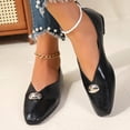 thumbnail image 5 of IEMIEMIEM Women's Metal Buckle Mary Jane Shoes Soft Leather Comfortable Ballet Flats Shoes Square Toe Casual Fashion Versatile Daily Wear Black 7.5 Wide, 5 of 8