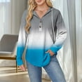 thumbnail image 2 of Sexlip Womens Color Block Sweatshirt Zip Long Sleeve V Neck Drawstring Hoodies Casual Fall Comfort Pocket Pullover Tops Blue L, 2 of 6