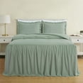 thumbnail image 2 of Chezmoi Collection Sinclair 3-Piece Ruffle Skirt Bedspread Set, Soft Lightweight French Country Chic Farmhouse Crinkle Texture Microfiber Bedding, King, Sage Green, 2 of 9