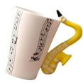 thumbnail image 1 of Ceramic Cup Coffee Mug Instrument Mug Creative Gift Musical Instrument Handle Cup Yellow Saxophone Stave, 1 of 9