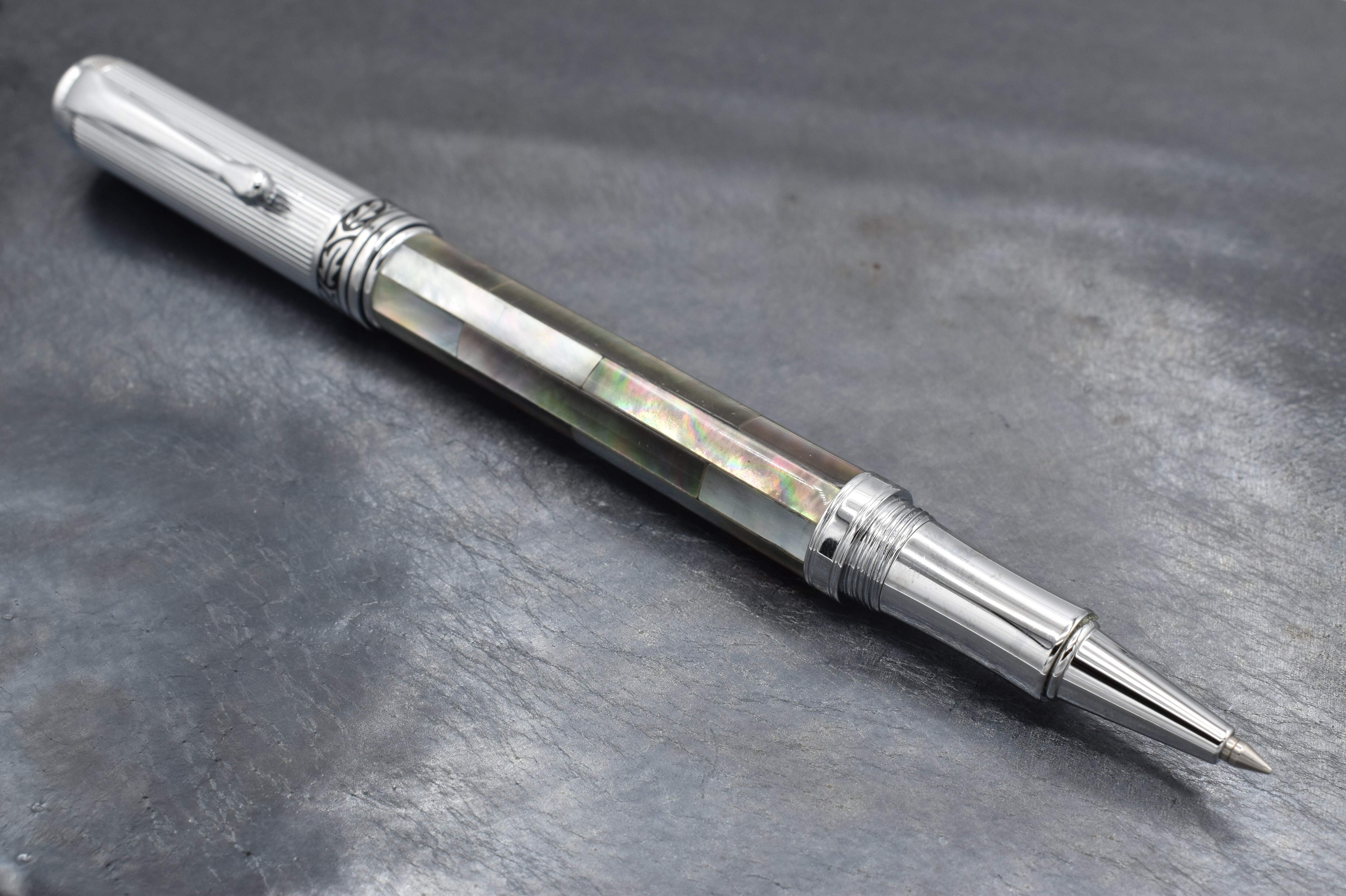 Xezo Xezo Maestro® Black Mother of Pearl Rollerball Pen - Chrome Plated