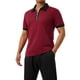 thumbnail image 3 of TRKIYQC - Polo para hombre con cremallera de un cuarto, casual, manga corta, cuello de solapa, color en contraste, tops ajustados TRKIYQC Moda，ocio, 3 of 9