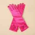 thumbnail image 1 of Zhuge Guantes de princesa, guantes largos de satén blanco para niña, guantes de princesa con lazos de diamantes para cumpleaños, bodas, fiestas de disfraces, morado oscuro, 1 of 3