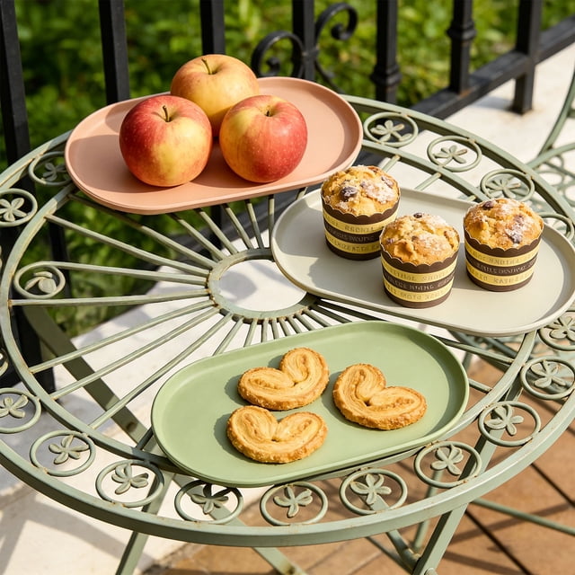 pstuiky Elliptical Serving Tray Plastic Snack Tray Home Decor Dessert Jewelry Organizer Coffee Table Catchall Multi-Purpose Catchall Tray for Keys & Cosmetics
