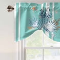 thumbnail image 5 of Shells Tie Up Valances Curtain, Adjustable Kitchen Retro Watercolor Shell Coral Starfish Teal Green Stripes Valances for Windows Decor, Rod Pocket Short Curtains Set for Bedroom/Bathroom, 42"x18", 5 of 9