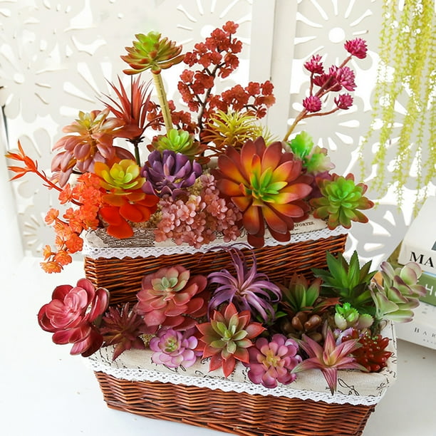Gwong Decoración hogareña 1 UNID Artificial Suculenta Planta Brillante Color DIY Home Office Garden Bonsais Decoración Gwong 21042148