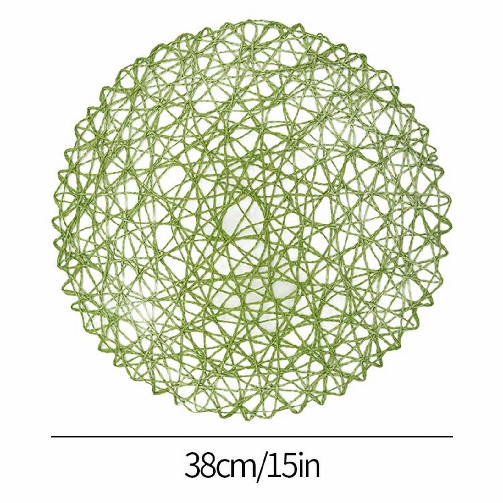 12-Pack Boho Woven Placemats - 15" Recyclable Paper Round Place Mats for Dining Table, Heat-Resistant Holiday Decor for Christmas & Thanksgiving Handwoven Natural Fiber Placemats