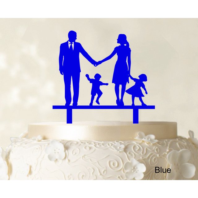 Wedding Cake Topper Family Silhouette Bride And Groom With Child Cake Toppers Color Option Available 6-7 Inches Wide