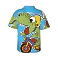 thumbnail image 3 of Picia Dinosaur Riding a Motorcycle Gentle Cotton Regular Fit Short Sleeve Casual Hawaiian Shirt for Men-, 3 of 9