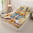 thumbnail image 2 of Homewish Teal Sunflower Rose Cowgirl Boots Print Zipper Twin Comforter Sets with Fitted Sheet and 2 Pillowcases,Pastel Western Zipper Bedding Set For Girls,Reversible,4 Pieces, 2 of 7