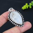 thumbnail image 2 of Natural Rainbow Moonstone Gemstone 925 Sterling Silver Pendant 2.21", 2 of 2