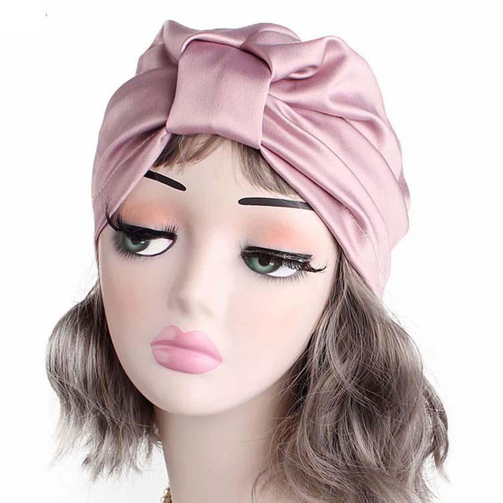 Segolike Women Ladeis Silk Sleeping Hat Wrap Night Hair Care Bonnet Scarves Hat - Pink, as described