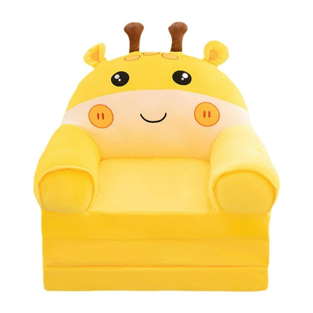 Sofá de sofá de sofá plegable para niños dibujos animados para lavar, cómodo, tumbona liviana para niños pequeños, cama de sofá para dormitorio de Amarillo