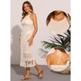 thumbnail image 2 of DARING DIVA Sleeveless Coverup Crochet See Through Halter Neck Dress S Cream White, 2 of 6