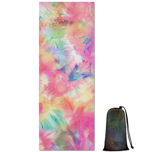 Colorful Tie Dye Pattern Hot Yoga Mat Towel Non Slip for Hot Yoga - Quick-Drying Yoga Mat Cover with 4 Corner Pockets with Travel Bag - Hot Yoga Towel Non Slip Grip Moisture Wicking Sweat 70"x26"