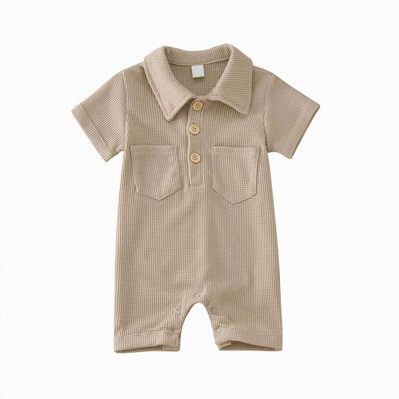 boobe Infant Boys Girls Short Sleeve Solid Pullover Romper Newborn Gentleman Jumpsuit