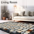 thumbnail image 2 of ODIKA 6'x9' Machine Washable Non-Slip Area Rug, Zen Stone Mosaic with Cobblestone Inspired Boho Geometric Motifs High Traffic Rug, Beige, 50046, 2 of 7