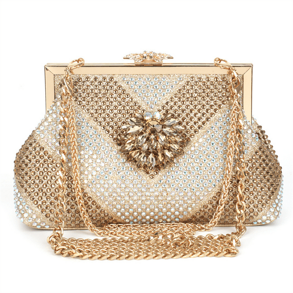 Elegant Sparkling Evening Bag 2025 Green Rhinestone Handbag for Women Luxury Wedding Party Clutch Purse with Chain Shoulder Bags