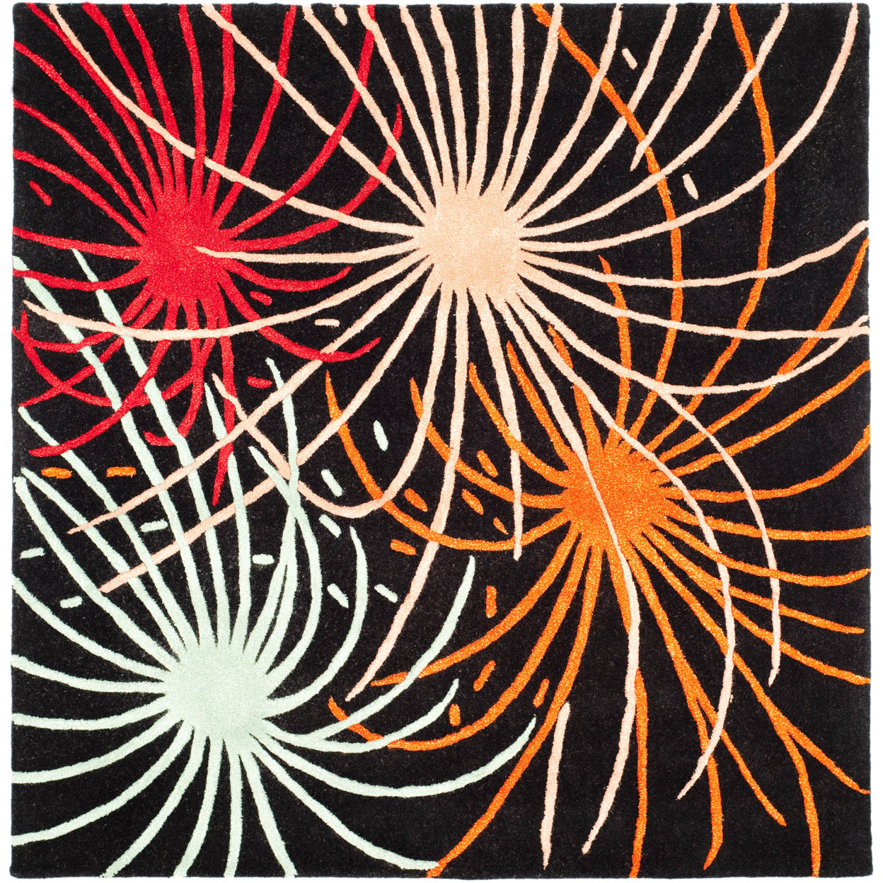 thumbnail image 5 of SAFAVIEH Soho Keller Fire Works Wool Runner Rug, Black/Multi, 2'6" x 8', 5 of 7