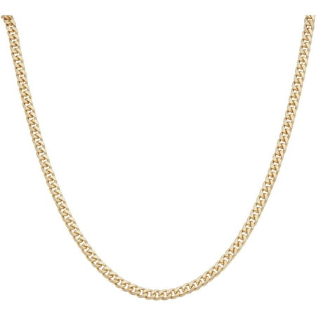 18kt Gold over Sterling Silver Square 4mm Curb Necklace, 18