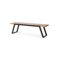 thumbnail image 3 of Goliath Acacia Wood Outdoor Dining Bench, Teak and Black, 3 of 7