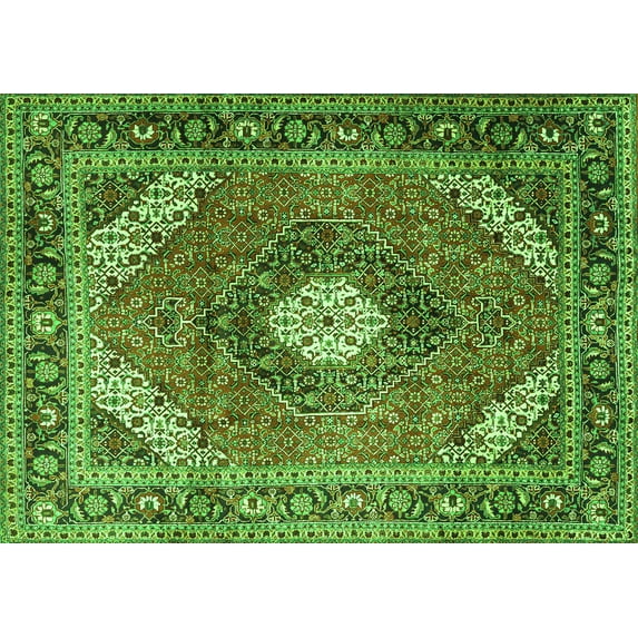 Ahgly Company Indoor Rectangle Persian Green Traditional Area Rugs, 7' x 10'