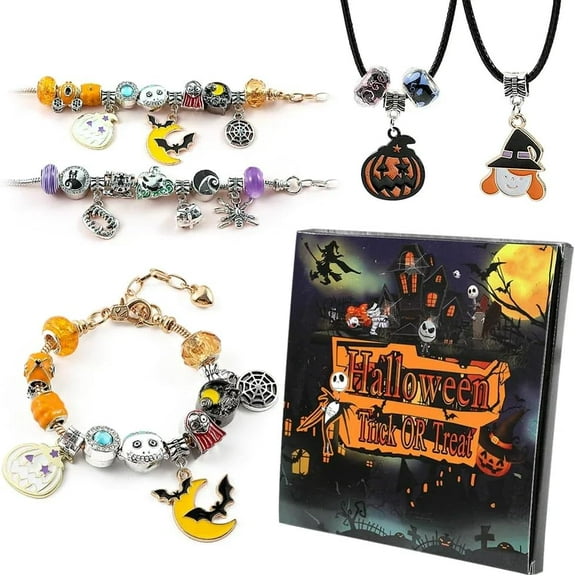 Halloween Treasures Charm Bracelet Advent Calendar for Adult, 20-Day Unique DIY Bracelet Jewelry Countdown Box, Spooky & Fun Halloween Gifts, Halloween Countdown Calendar