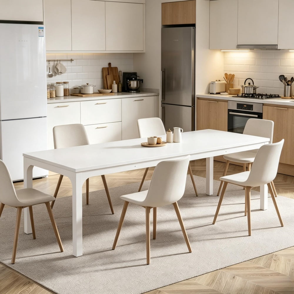 Dining Table, 78.7 in Long Rectangular Particle Board Table with Metal Legs, Seats 6-8, Industrial Style for Kitchen, Dining Room, Conference