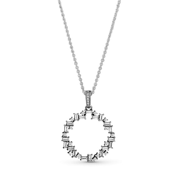 PANDORA Sparkling Ice Cube Circle Pendant Necklace
