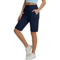 thumbnail image 2 of Ynynloco Women's Casual Cargo Shorts with Pockets Elastic High Waist Drawstring Shorts for Women Hiking Short, 2 of 5