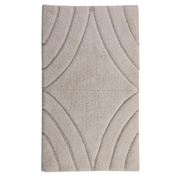 Knightsbridge Diamond 220 GSF Non Skid Back Bath Rug 21 x 34 - Ivory
