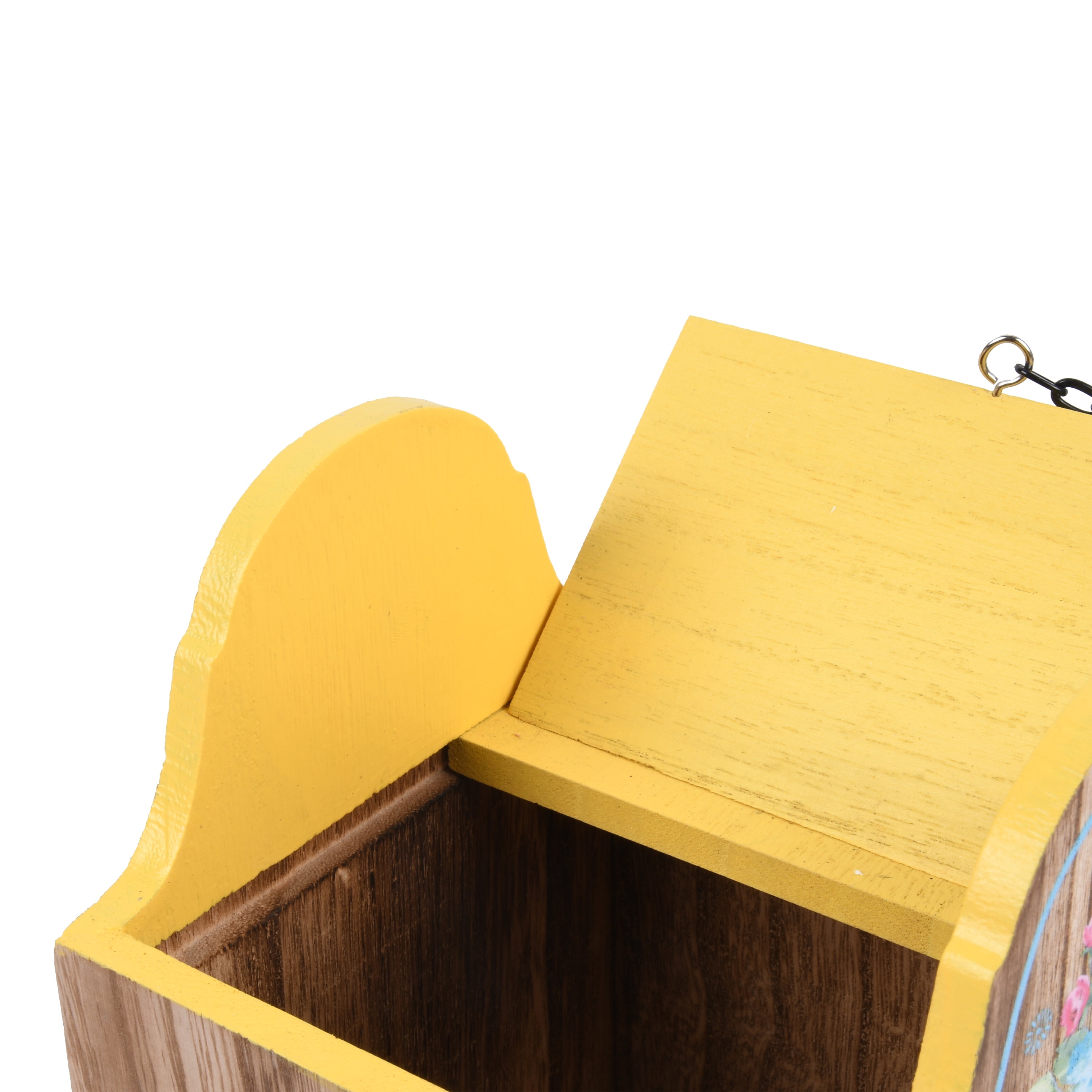 The Pioneer Woman Breezy Blossom Yellow Wood Birdhouse with Removable Roof, 6.3" x 7.2" x 8"