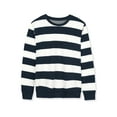 thumbnail image 5 of Lars Amadeus Men's Striped Sweatshirt Regular Fit Round Neck Long Sleeves Printed Pullover Sweatshirts L White Blue, 5 of 7