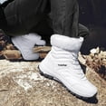 thumbnail image 3 of Winter Hiking Boots for Women Men Trendy Lace up Outdoor Ski Booties Plush Warm Antislip High Top Snow Boots White Size 8.5, 3 of 7